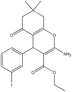 ethyl 2-amino-4-(3-iodophenyl)-7,7-dimethyl-5-oxo-5,6,7,8-tetrahydro-4H-chromene-3-carboxylate,,结构式