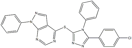 4-{[5-(4-chlorophenyl)-4-phenyl-4H-1,2,4-triazol-3-yl]thio}-1-phenyl-1H-pyrazolo[3,4-d]pyrimidine Structure