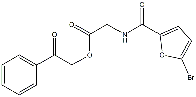 2-oxo-2-phenylethyl [(5-bromo-2-furoyl)amino]acetate,,结构式