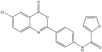 N-[4-(6-chloro-4-oxo-4H-3,1-benzoxazin-2-yl)phenyl]-2-furamide 化学構造式
