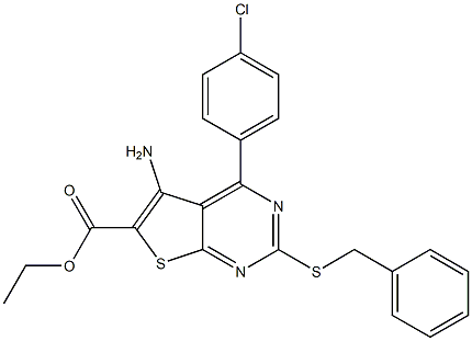  ethyl 5-amino-2-(benzylsulfanyl)-4-(4-chlorophenyl)thieno[2,3-d]pyrimidine-6-carboxylate