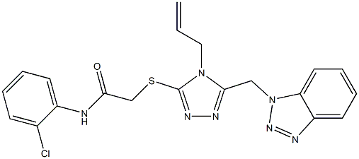 2-{[4-allyl-5-(1H-1,2,3-benzotriazol-1-ylmethyl)-4H-1,2,4-triazol-3-yl]sulfanyl}-N-(2-chlorophenyl)acetamide 化学構造式
