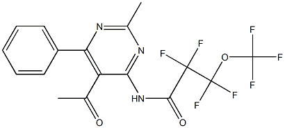 N-(5-acetyl-2-methyl-6-phenyl-4-pyrimidinyl)-2,2,3,3-tetrafluoro-3-(trifluoromethoxy)propanamide Struktur