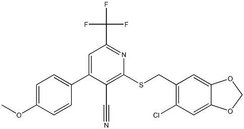 2-{[(6-chloro-1,3-benzodioxol-5-yl)methyl]sulfanyl}-4-(4-methoxyphenyl)-6-(trifluoromethyl)nicotinonitrile