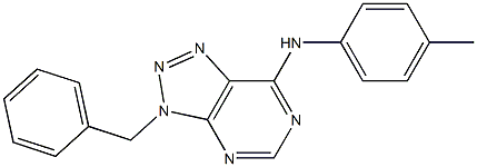 N-(3-benzyl-3H-[1,2,3]triazolo[4,5-d]pyrimidin-7-yl)-N-(4-methylphenyl)amine 化学構造式