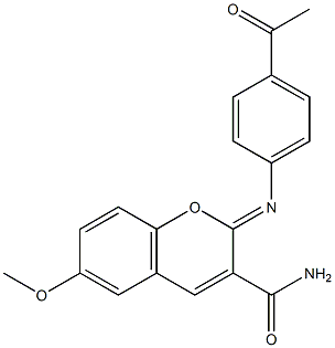 2-[(4-acetylphenyl)imino]-6-methoxy-2H-chromene-3-carboxamide Structure