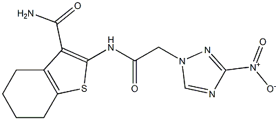 2-[({3-nitro-1H-1,2,4-triazol-1-yl}acetyl)amino]-4,5,6,7-tetrahydro-1-benzothiophene-3-carboxamide Structure