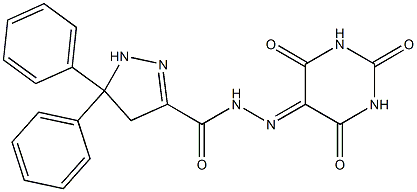 5,5-diphenyl-N'-(2,4,6-trioxotetrahydro-5(2H)-pyrimidinylidene)-4,5-dihydro-1H-pyrazole-3-carbohydrazide Struktur