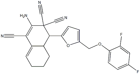 2-amino-4-{5-[(2,4-difluorophenoxy)methyl]-2-furyl}-4a,5,6,7-tetrahydro-1,3,3(4H)-naphthalenetricarbonitrile 化学構造式