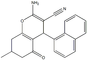 2-amino-7-methyl-4-(1-naphthyl)-5-oxo-5,6,7,8-tetrahydro-4H-chromene-3-carbonitrile 化学構造式