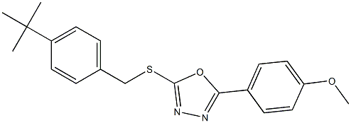 4-{5-[(4-tert-butylbenzyl)sulfanyl]-1,3,4-oxadiazol-2-yl}phenyl methyl ether 化学構造式