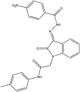 2-{3-[(4-aminobenzoyl)hydrazono]-2-oxo-2,3-dihydro-1H-indol-1-yl}-N-(4-methylphenyl)acetamide 结构式