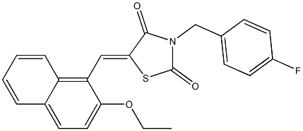5-[(2-ethoxy-1-naphthyl)methylene]-3-(4-fluorobenzyl)-1,3-thiazolidine-2,4-dione 化学構造式