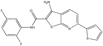 3-amino-N-(2,5-difluorophenyl)-6-(2-thienyl)thieno[2,3-b]pyridine-2-carboxamide 结构式