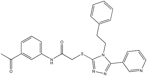 N-(3-acetylphenyl)-2-{[4-(2-phenylethyl)-5-(3-pyridinyl)-4H-1,2,4-triazol-3-yl]sulfanyl}acetamide Structure