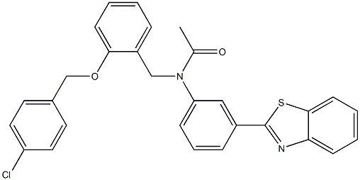 N-[3-(1,3-benzothiazol-2-yl)phenyl]-N-{2-[(4-chlorobenzyl)oxy]benzyl}acetamide 化学構造式