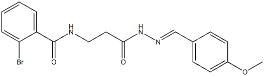 2-bromo-N-{3-[2-(4-methoxybenzylidene)hydrazino]-3-oxopropyl}benzamide 化学構造式