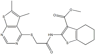 methyl 2-({[(5,6-dimethylthieno[2,3-d]pyrimidin-4-yl)sulfanyl]acetyl}amino)-4,5,6,7-tetrahydro-1-benzothiophene-3-carboxylate