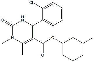 3-methylcyclohexyl 4-(2-chlorophenyl)-1,6-dimethyl-2-oxo-1,2,3,4-tetrahydropyrimidine-5-carboxylate 化学構造式