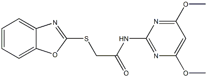 2-(1,3-benzoxazol-2-ylsulfanyl)-N-(4,6-dimethoxy-2-pyrimidinyl)acetamide