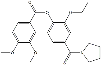 2-ethoxy-4-(1-pyrrolidinylcarbothioyl)phenyl 3,4-dimethoxybenzoate 化学構造式