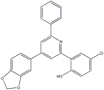 2-[4-(1,3-benzodioxol-5-yl)-6-phenylpyridin-2-yl]-4-chlorophenol,,结构式