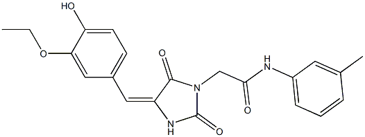 2-[4-(3-ethoxy-4-hydroxybenzylidene)-2,5-dioxo-1-imidazolidinyl]-N-(3-methylphenyl)acetamide 化学構造式