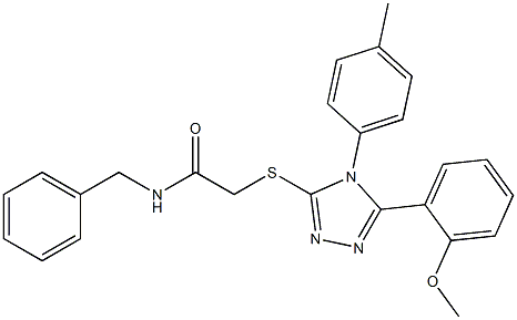 N-benzyl-2-{[5-(2-methoxyphenyl)-4-(4-methylphenyl)-4H-1,2,4-triazol-3-yl]sulfanyl}acetamide Struktur