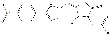 {5-[(5-{4-nitrophenyl}-2-furyl)methylene]-4-oxo-2-thioxo-1,3-thiazolidin-3-yl}acetic acid,,结构式