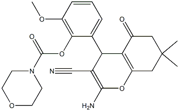 2-(2-amino-3-cyano-7,7-dimethyl-5-oxo-5,6,7,8-tetrahydro-4H-chromen-4-yl)-6-methoxyphenyl morpholine-4-carboxylate