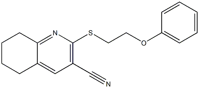 2-[(2-phenoxyethyl)sulfanyl]-5,6,7,8-tetrahydro-3-quinolinecarbonitrile Struktur