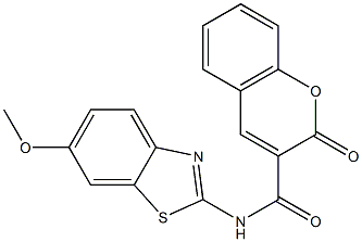 N-(6-methoxy-1,3-benzothiazol-2-yl)-2-oxo-2H-chromene-3-carboxamide,,结构式