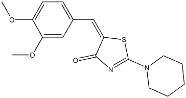 5-(3,4-dimethoxybenzylidene)-2-(1-piperidinyl)-1,3-thiazol-4(5H)-one Structure