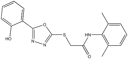 N-(2,6-dimethylphenyl)-2-{[5-(2-hydroxyphenyl)-1,3,4-oxadiazol-2-yl]sulfanyl}acetamide,,结构式