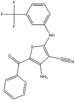 4-amino-5-benzoyl-2-[3-(trifluoromethyl)anilino]-3-thiophenecarbonitrile,,结构式