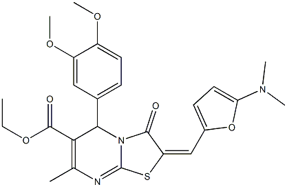 ethyl 5-(3,4-dimethoxyphenyl)-2-{[5-(dimethylamino)-2-furyl]methylene}-7-methyl-3-oxo-2,3-dihydro-5H-[1,3]thiazolo[3,2-a]pyrimidine-6-carboxylate Structure