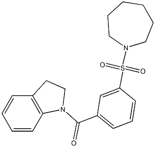 1-[3-(1-azepanylsulfonyl)benzoyl]indoline,,结构式