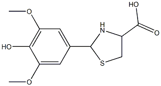 2-(4-hydroxy-3,5-dimethoxyphenyl)-1,3-thiazolidine-4-carboxylic acid 化学構造式