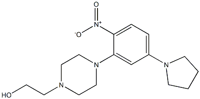 2-{4-[2-nitro-5-(1-pyrrolidinyl)phenyl]-1-piperazinyl}ethanol 化学構造式