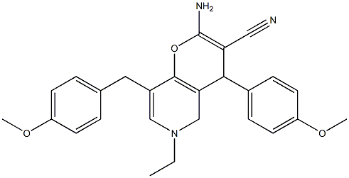 2-amino-6-ethyl-8-(4-methoxybenzyl)-4-(4-methoxyphenyl)-5,6-dihydro-4H-pyrano[3,2-c]pyridine-3-carbonitrile