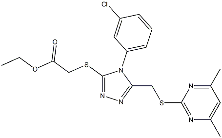 ethyl [(4-(3-chlorophenyl)-5-{[(4,6-dimethyl-2-pyrimidinyl)sulfanyl]methyl}-4H-1,2,4-triazol-3-yl)sulfanyl]acetate Structure