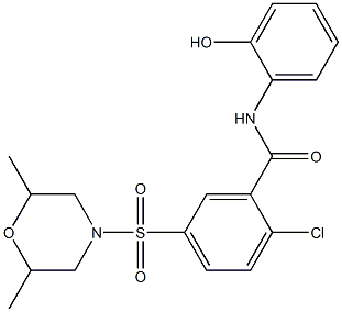 2-chloro-5-[(2,6-dimethyl-4-morpholinyl)sulfonyl]-N-(2-hydroxyphenyl)benzamide,,结构式