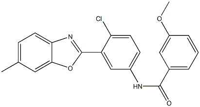 N-[4-chloro-3-(6-methyl-1,3-benzoxazol-2-yl)phenyl]-3-methoxybenzamide 化学構造式