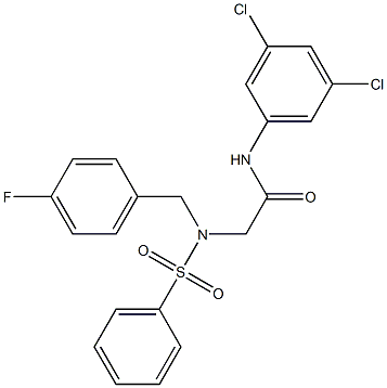 N-(3,5-dichlorophenyl)-2-[(4-fluorobenzyl)(phenylsulfonyl)amino]acetamide,,结构式