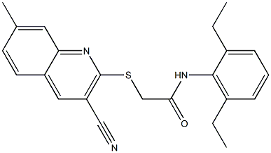  2-[(3-cyano-7-methyl-2-quinolinyl)sulfanyl]-N-(2,6-diethylphenyl)acetamide