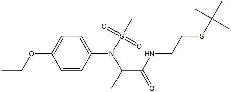 N-[2-(tert-butylsulfanyl)ethyl]-2-[4-ethoxy(methylsulfonyl)anilino]propanamide,,结构式