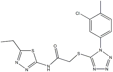  2-{[1-(3-chloro-4-methylphenyl)-1H-tetraazol-5-yl]sulfanyl}-N-(5-ethyl-1,3,4-thiadiazol-2-yl)acetamide