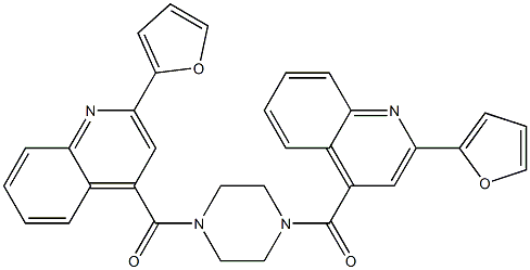 2-(2-furyl)-4-[(4-{[2-(2-furyl)-4-quinolinyl]carbonyl}-1-piperazinyl)carbonyl]quinoline 化学構造式