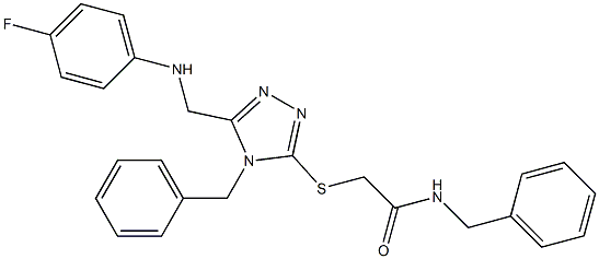 N-benzyl-2-({4-benzyl-5-[(4-fluoroanilino)methyl]-4H-1,2,4-triazol-3-yl}sulfanyl)acetamide,,结构式