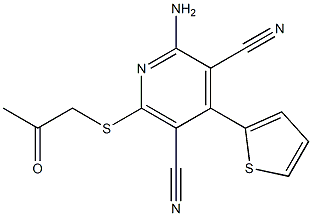 2-amino-6-[(2-oxopropyl)sulfanyl]-4-(2-thienyl)-3,5-pyridinedicarbonitrile,,结构式